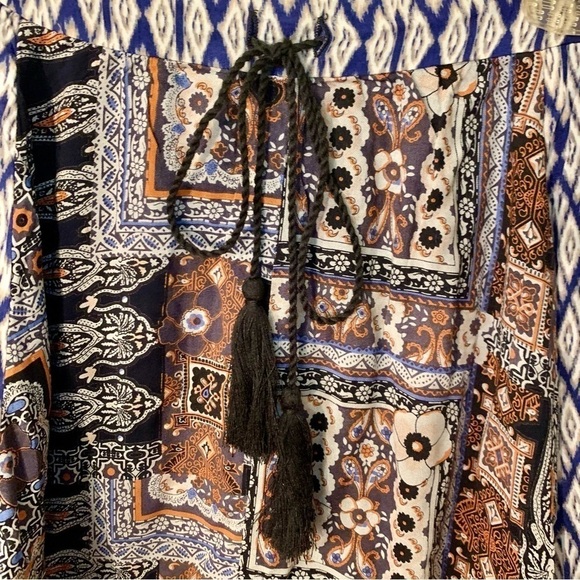 NWT Hem & Thread Skirt Poncho Combo Large Patchwork Boho Rayon Floral Geometric - Picture 4 of 15